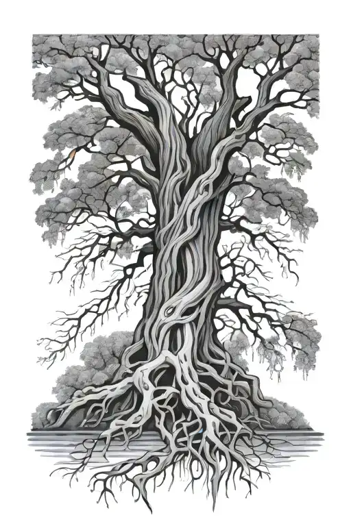 willow tree upside down with roots interwined