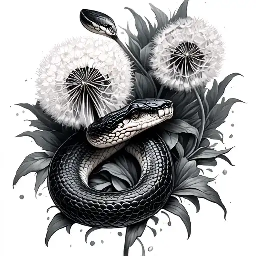 Snake and dandelion
