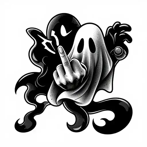 Ghost flipping middle finger and blowing a kiss