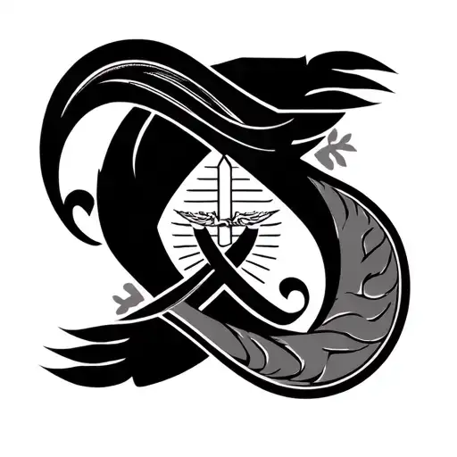 Guam symbol intertwined with portuese symbol intertwined