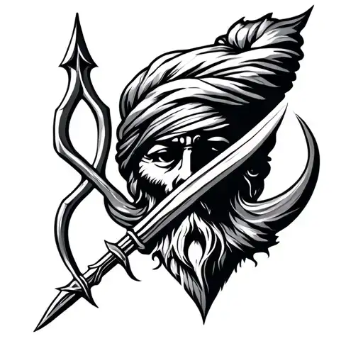 Sikh khanda and shiv trident