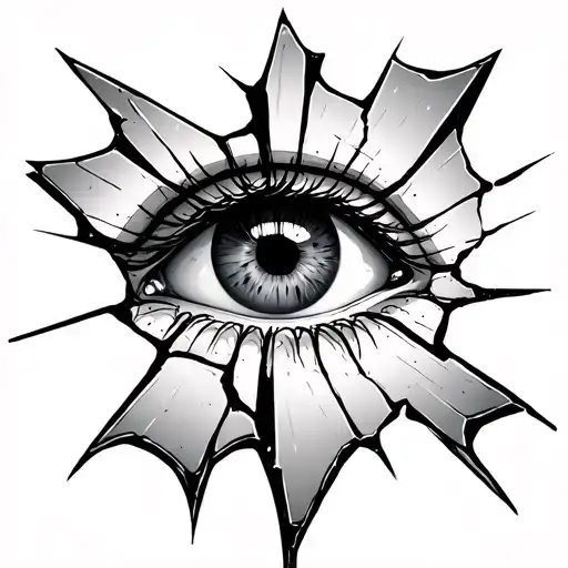 Tiny broken mirror shard with an eye reflected inside — symbo…