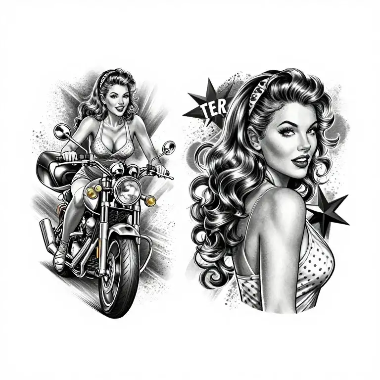 Pinup girl riding