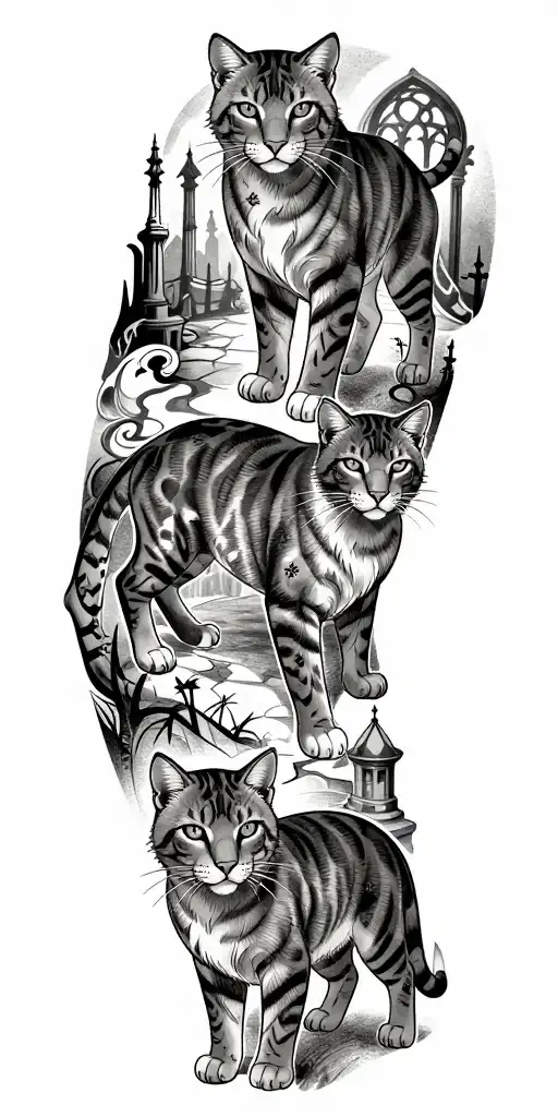 Big cats prints in gothic environment