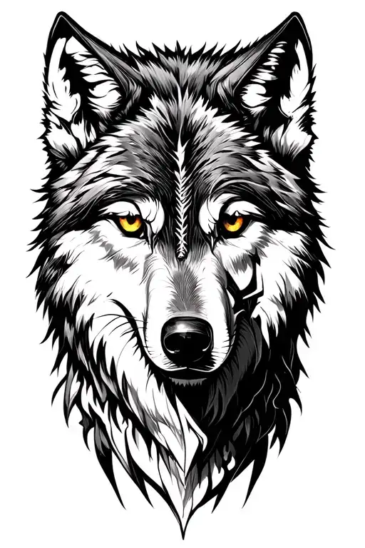 i need a wolf with wikings compas and scar on one eye…