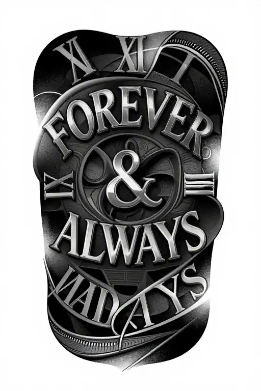 "FOREVER & ALWAYS" roman numerals underneath