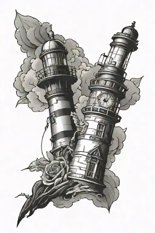 Kompass und lighthouse overlooking