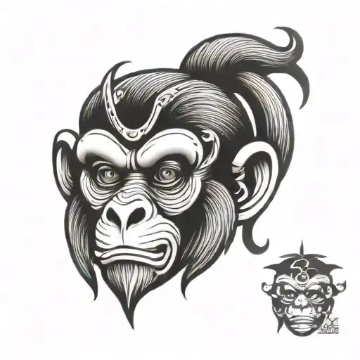 Monkey Venetian Mask tattoo on left chest tattoo