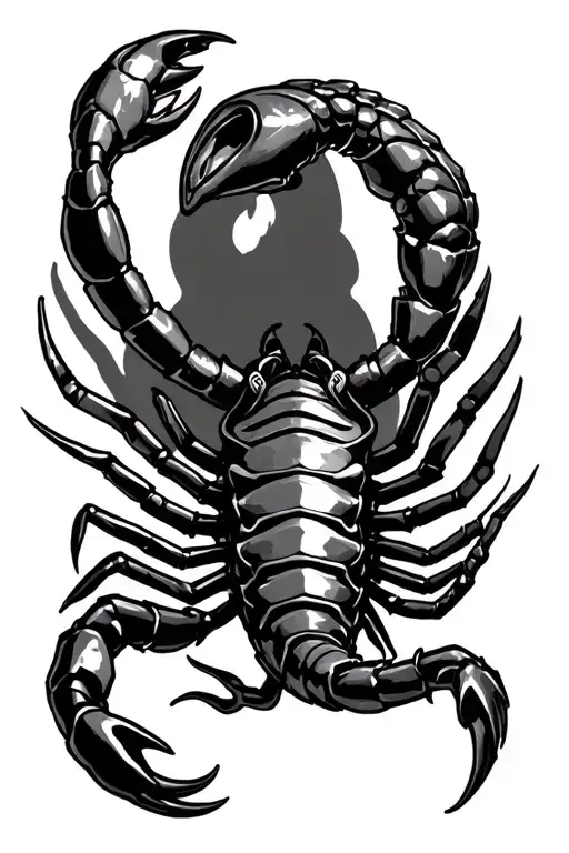 Steam punk, cyberpunk, scorpion in the middle, futuristic