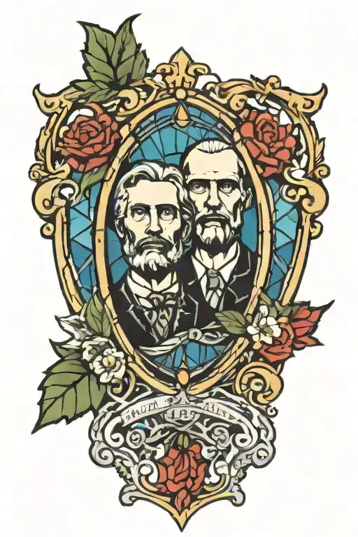 american trad gothic stained glass window frame adorned