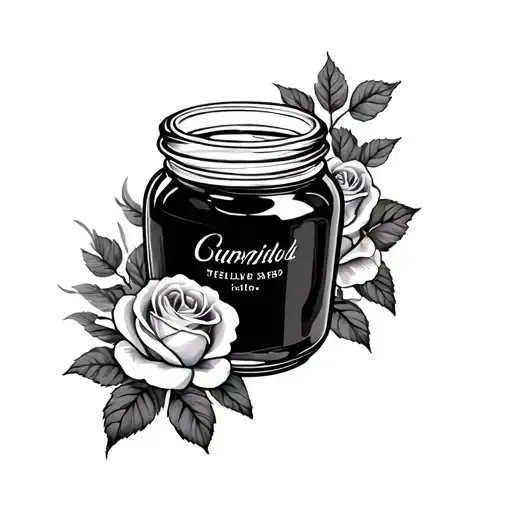 Jam with roses on sides intertwined