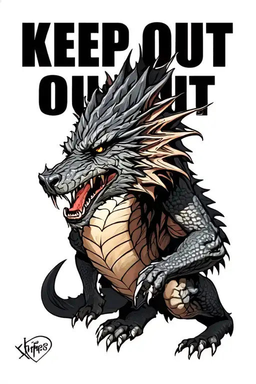 "KEEP OUT" werewolf dragon