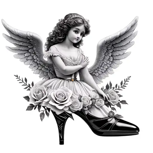 Roses ballerina shoe sister angel puzzle piece featuring