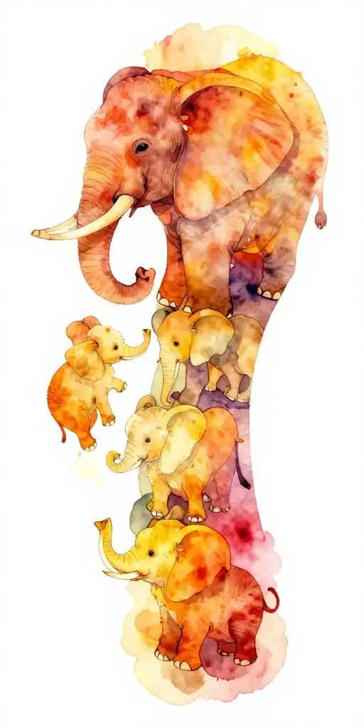 Elephant And 3 Babies