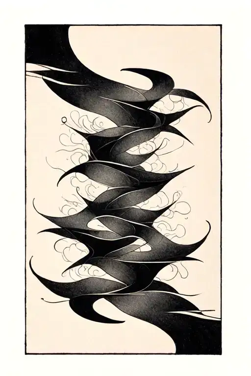 Abstract tattoo in black ink with a composition of ri…
