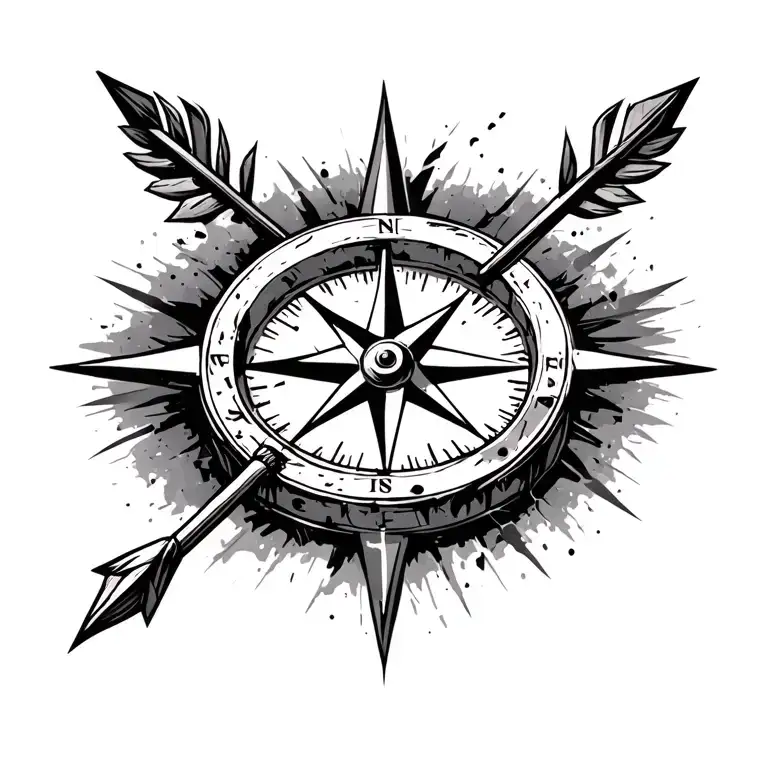 broken compass and arrow design