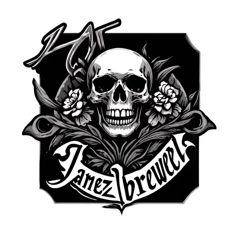 "Jamez brewer " name with skull surrounded