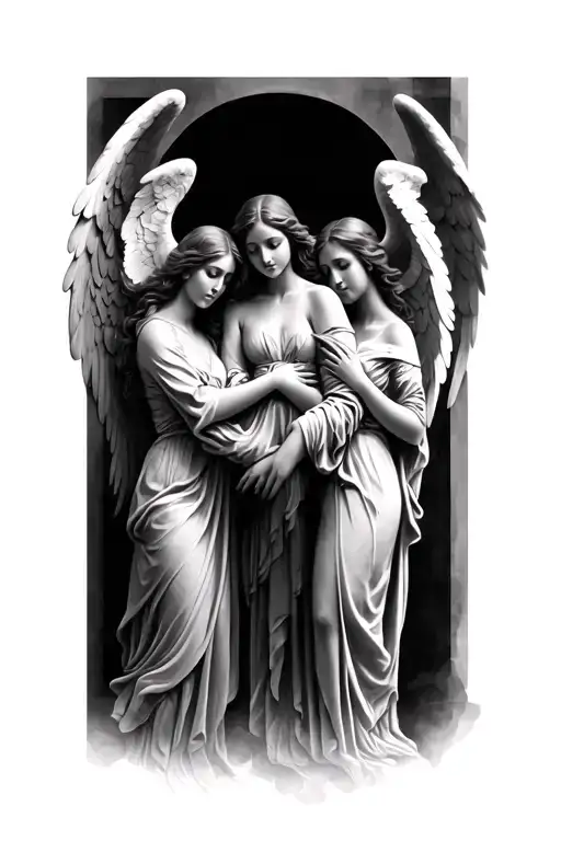 3 angels with mother an