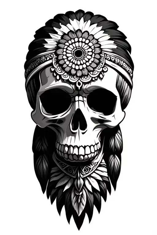 Indian skull wearing