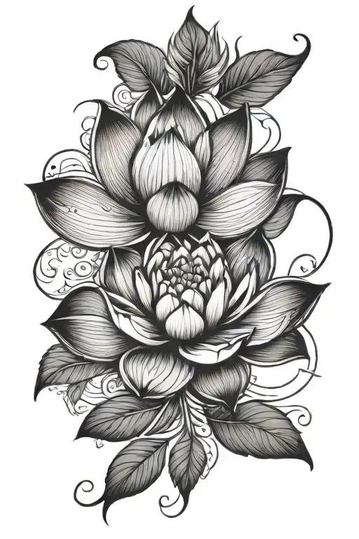 Mandala lotus flower black rose intertwined