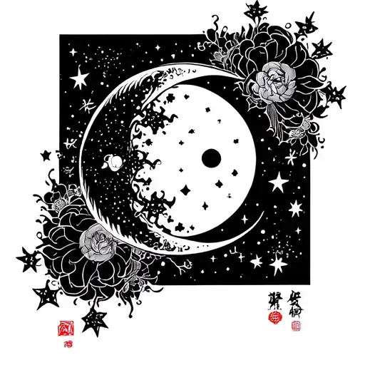 cyber sigilism Sun, moon and stars tramp stamp