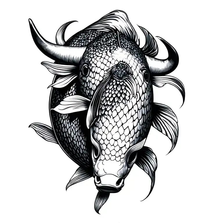Koi fish with bull head