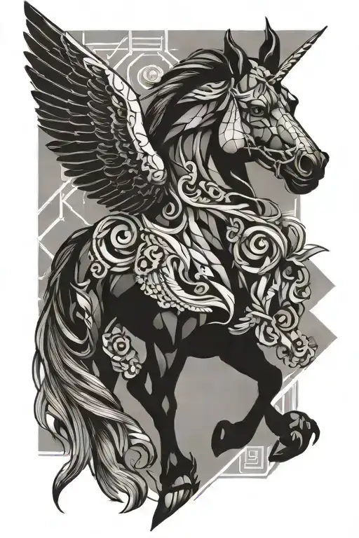 horse with wings, rabbit and a foo dog