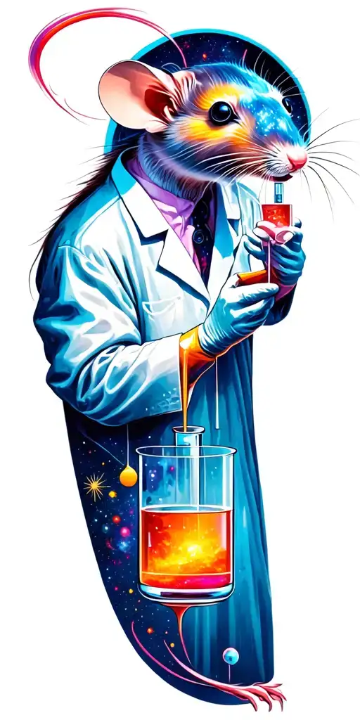 galaxy with a rat scientist conducting experiments