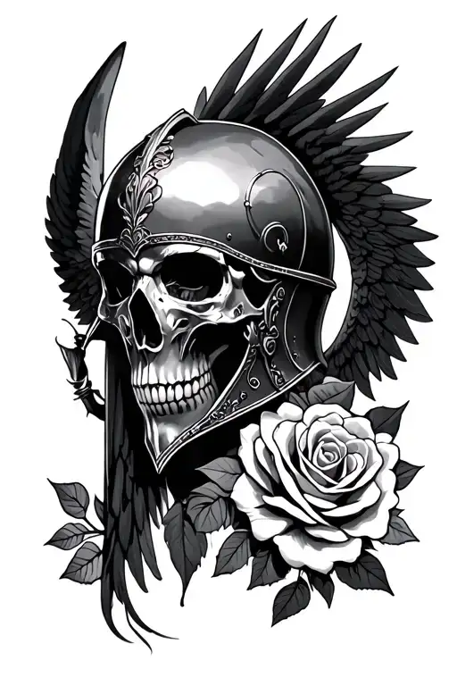 skull roses arc angel gladiator helmet adorned