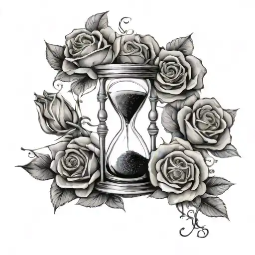 hourglass and rose