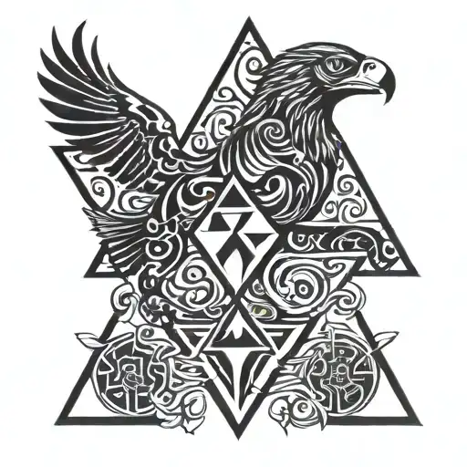 Triangle with dog eagle and horse at corners
