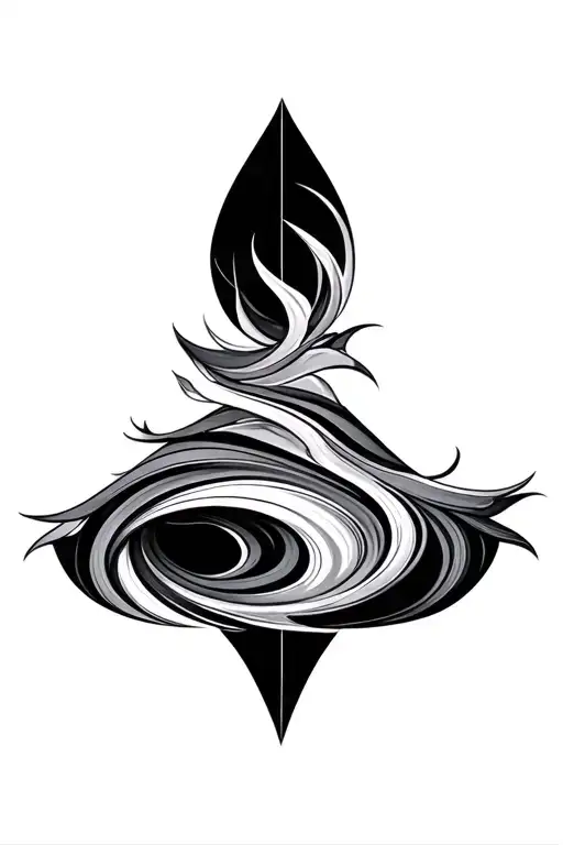 okovango delta in marbling style tattoo