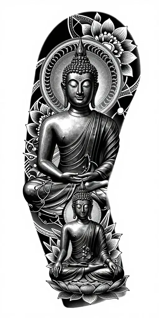 Thailand single buddha meditation pose lotus flower patterns