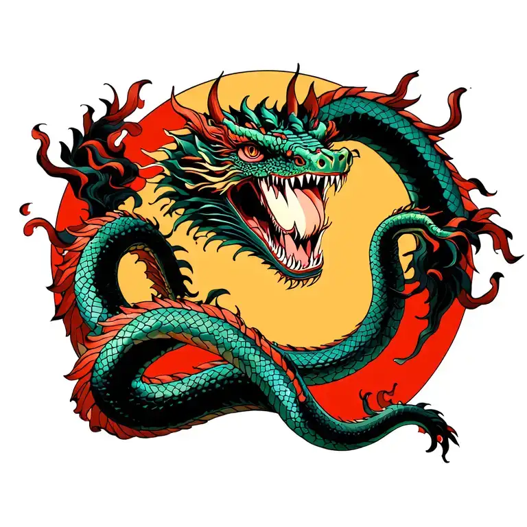 dragon eating snake in a circle