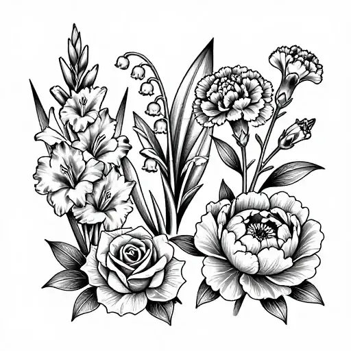… rose, carnation, peony