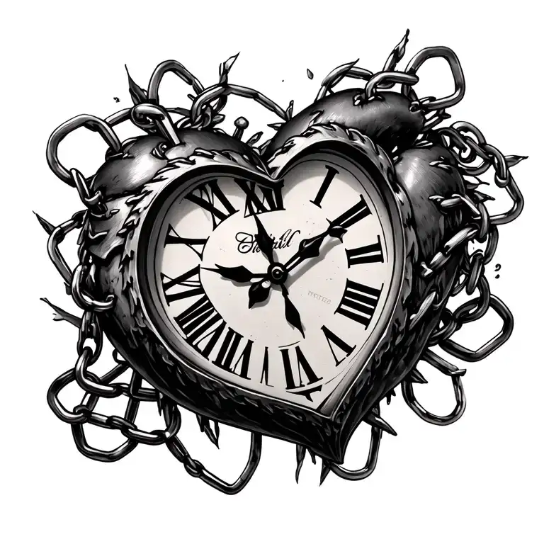 Heart clock chained