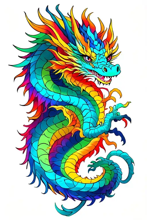 Masculine but delicate Dragon rainbow in color but with more…