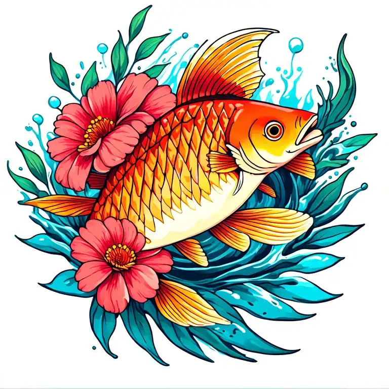 flowers fish and water