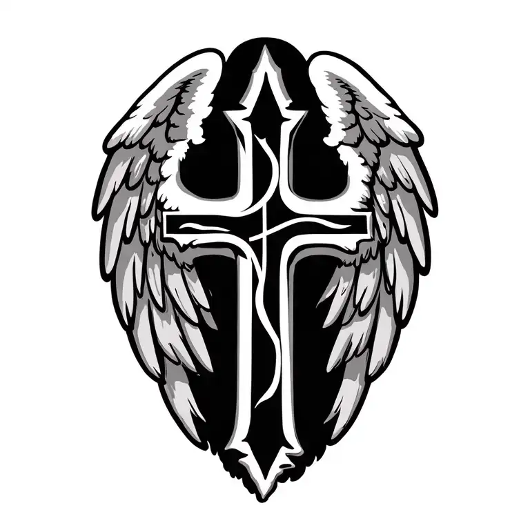 cross with angel wings