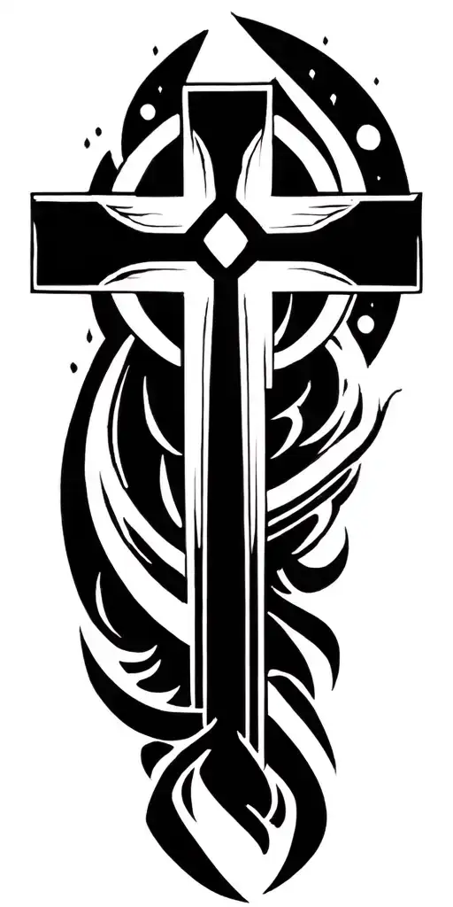 cross with hebrew scripture incorporated full sleeve…