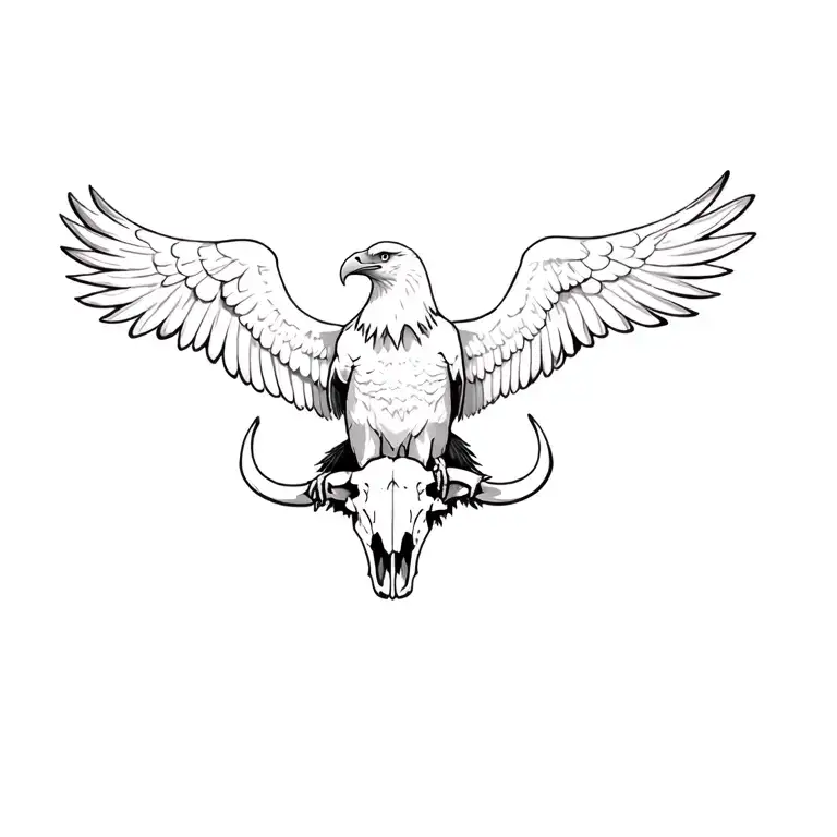 bald eagle with wings spread wide, standing on a biso…