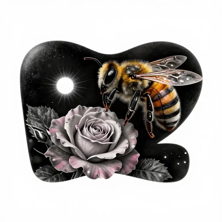 3d bee pink rose