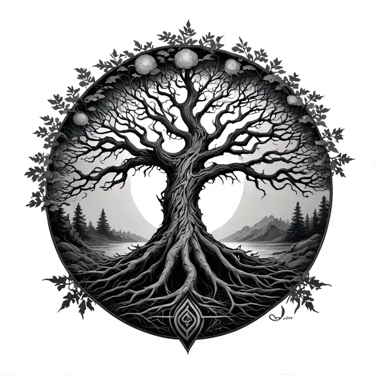 Yggdrasil tree with nordic