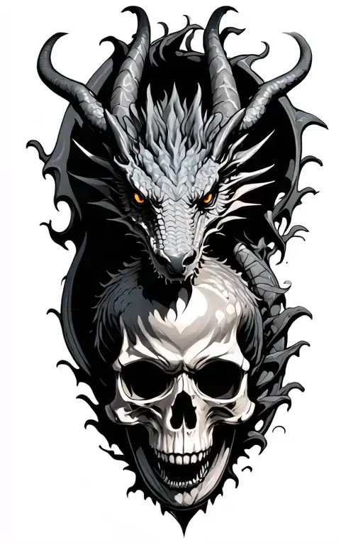 Dragon and skull surrounded