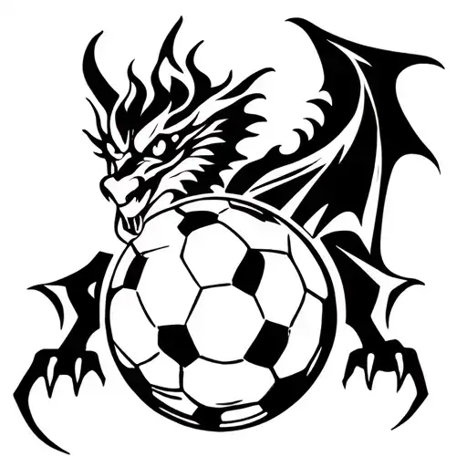 Dragon with a flame soccer ball