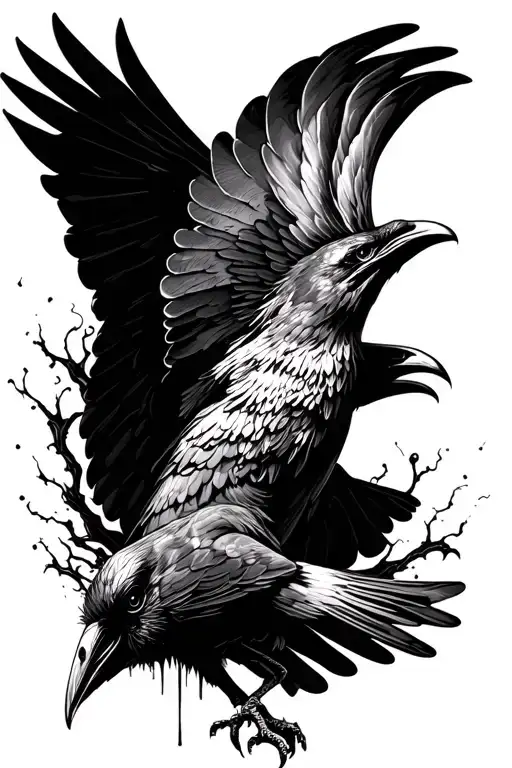 decomposing crow flying, scary