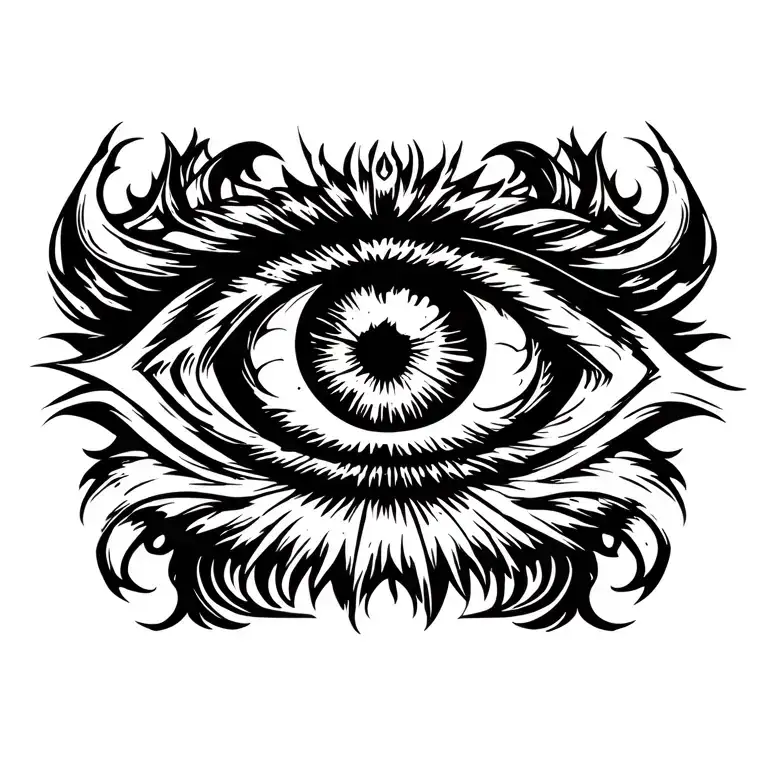 Men evil eye chest tattoo design