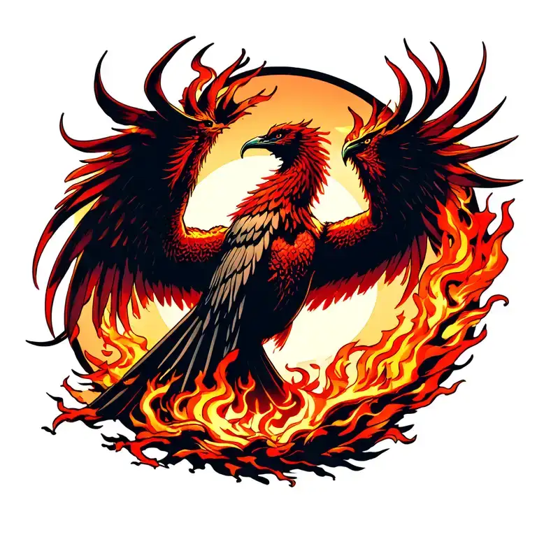 Shadow Phoenix rising from ashes