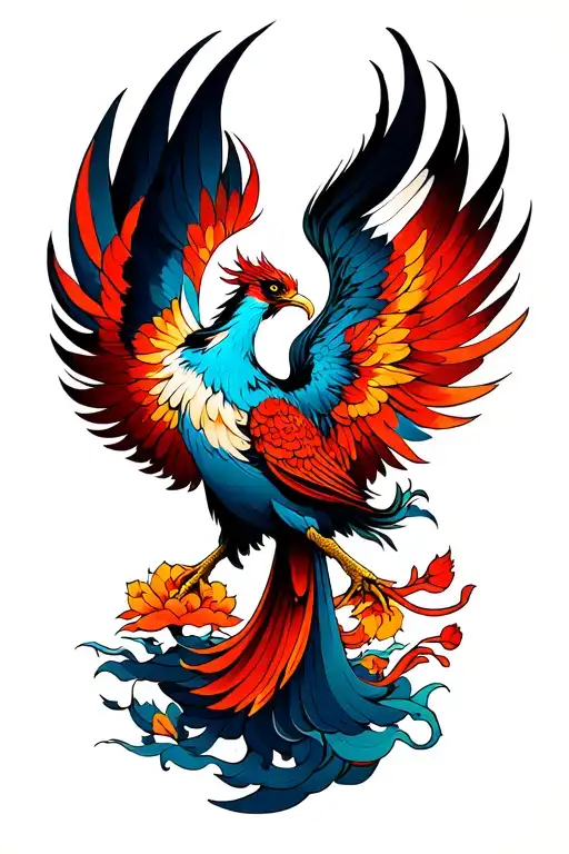 Phoenix with outstretched wings