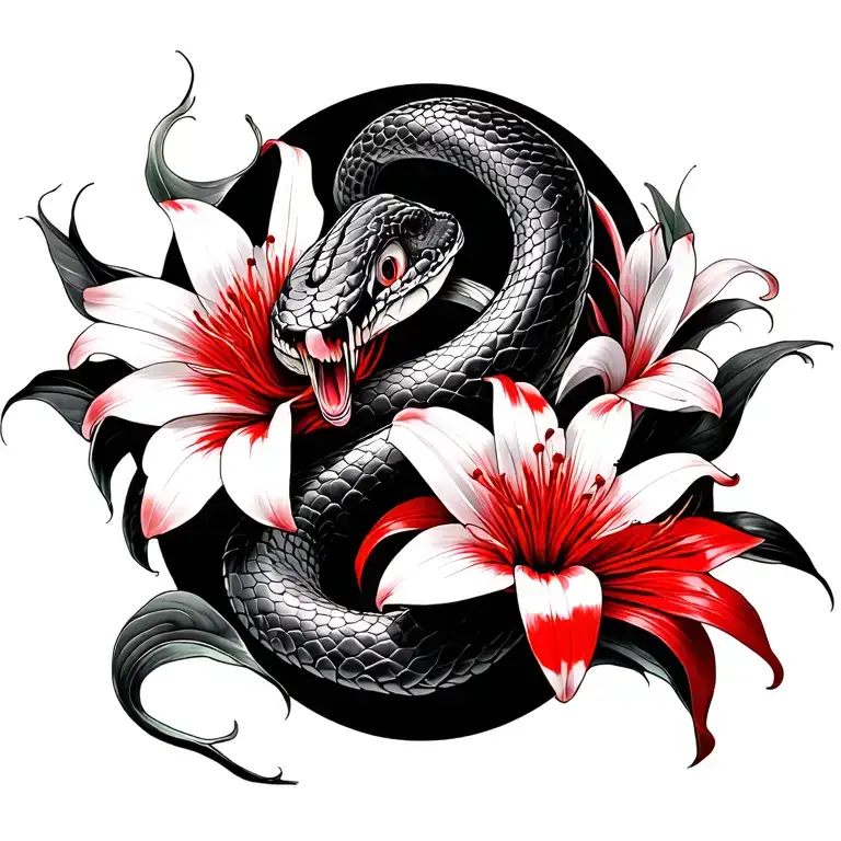 Generate a tattoo for me-Tattoo Concept – Snake + Red…